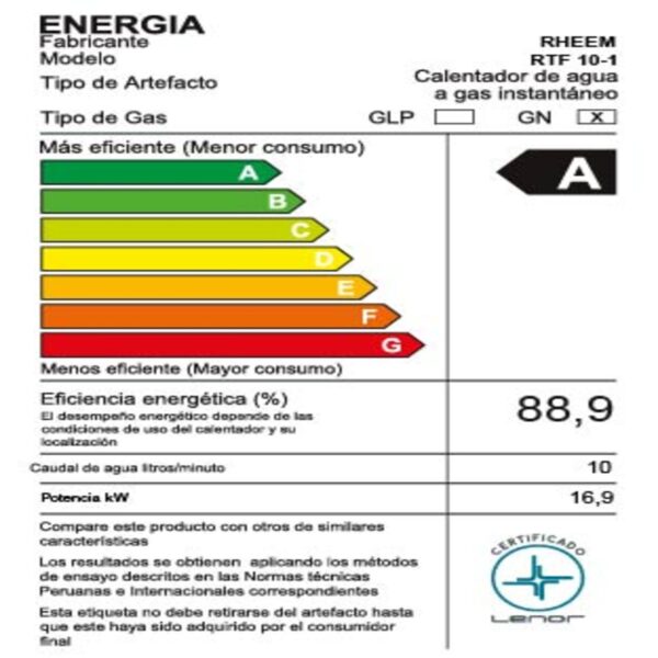 Terma a gas 10L Tiro Forzado Class GN - Image 7