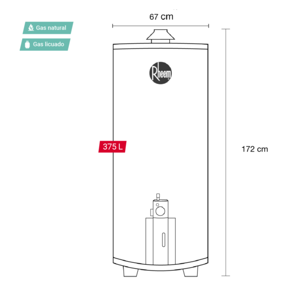 Termotanque de Acumulación a Gas 375L GLP - Tipo B - Image 7