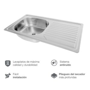 Lavadero 1 poza c/escurridor 80x43.5cm