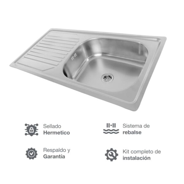Lavadero 1 poza c/escurridor 80x43.5cm - Image 2