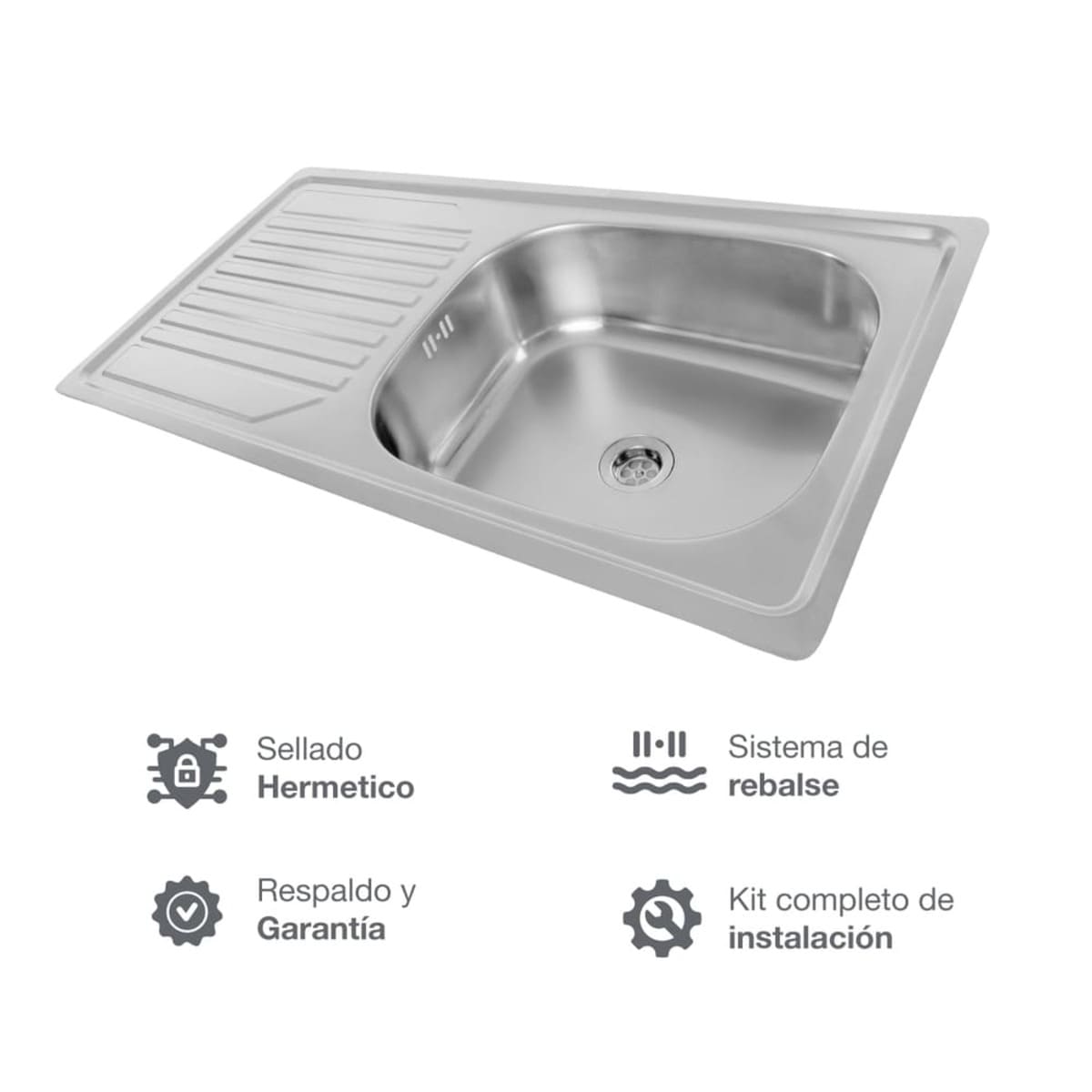 Lavadero 1 poza c/escurridor 80x43.5cm - Image 2
