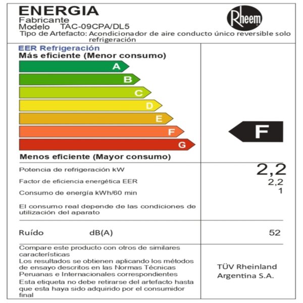 AIRE ACONDICIONADO PORTÁTIL 9KBTU RHEEM (Solo Frio) - Image 7