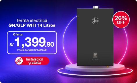 Oferta de terma a gas WiFi Rheem 14L GN/GLP con instalación gratuita