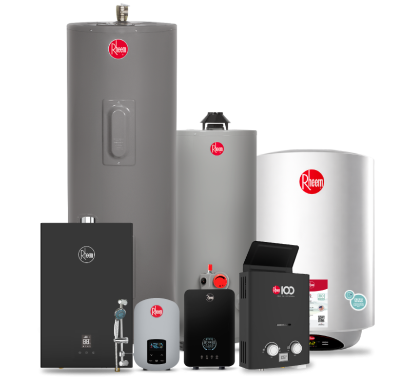 Productos Rheem en la categoría de calentamiento de agua.
