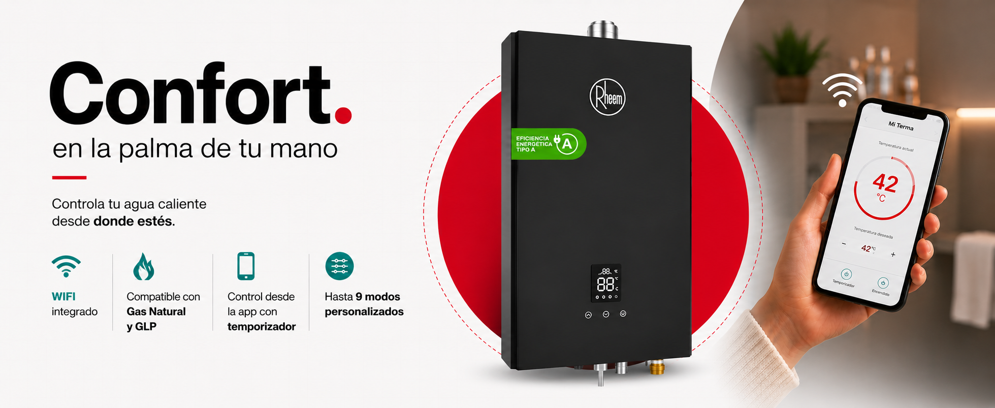 Visista la tienda de Rheem en Perú Termas a Gas with WiFi