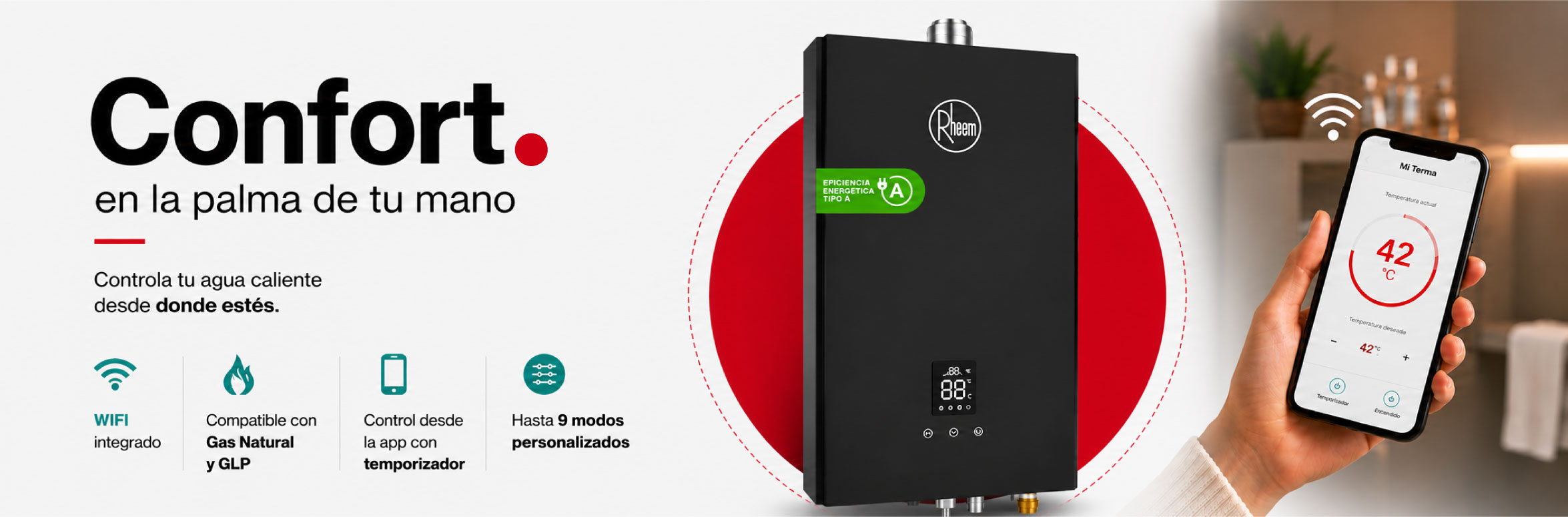 Visista la tienda de Rheem en Perú Terma a gas WIFI